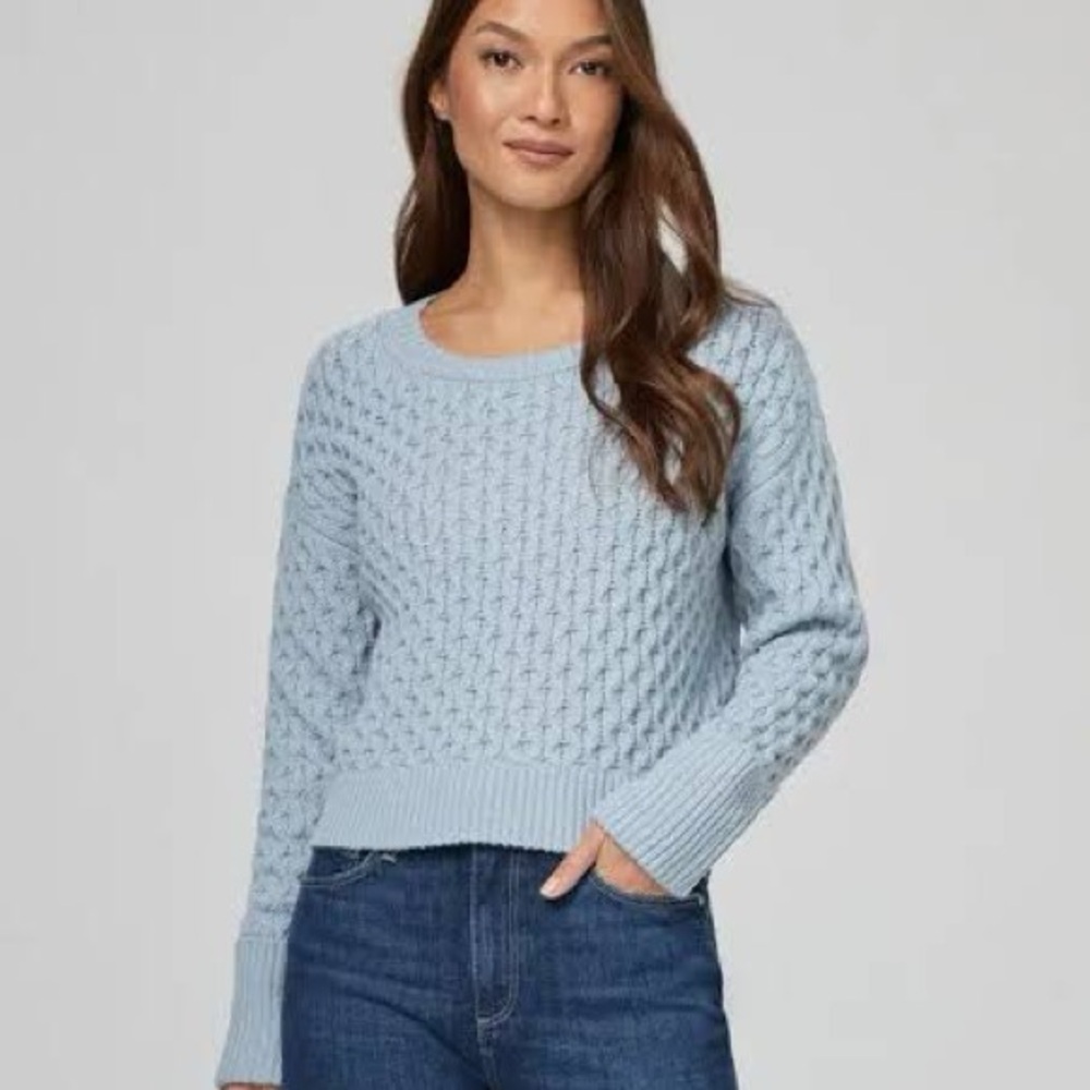 PAIGE WOOL Light Blue Cable Knit Sweater